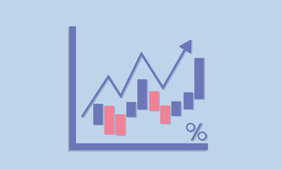 Graph Icon on blue background. Chart bar symbol for your web site design, logo, app, UI.