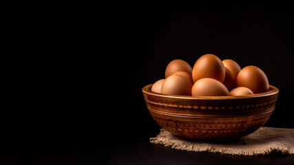 Minimalistic croissants mockup and copy space with a black background, generative AI
