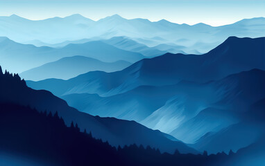 Obraz premium Blue mountain background illustration,created with generative ai tecnology.