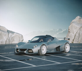 3D rendering of a generic concept car	
