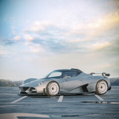 Obraz na płótnie Canvas 3D rendering of a generic concept car 