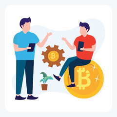 Bitcoin management fully editable vector illustration

