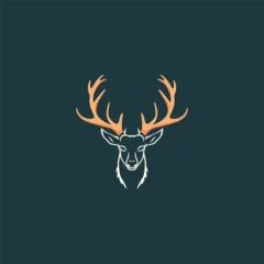 Deurstickers Deer head hipster retro logo design vector illustration © Leyde