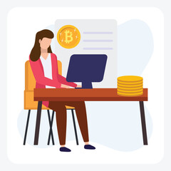Fototapeta premium Bitcoin income fully editable vector illustration
