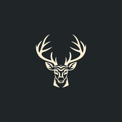 Deer head hipster retro logo design vector illustration