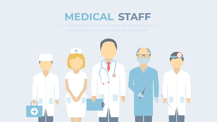 Medical staff vector. Health care workers. A team of doctors and nurses flat illustration. 