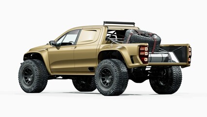 3D rendering of a brand-less generic pickup truck 