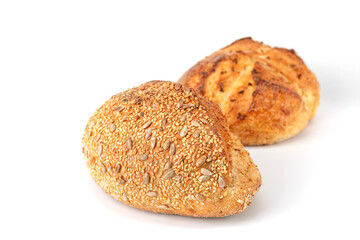 Loaf of bread isolated on white background. Whole bread.Crispy bread roll isolated against white background