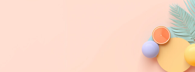 Fresh tropical fruit on pink pastel background with copy space Generative AI