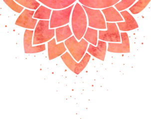 Fotobehang Mandala Decorative element - stylized red lotus flower and splatter or pollen, oriental floral mandala pattern for decorating background and designing cards  © Marina Demidova