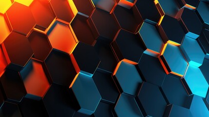3D Abstract High Tech Background with hexagon