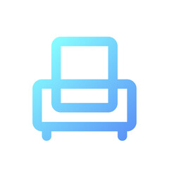 Armchair pixel perfect gradient linear ui icon. Hotel room arrangement. Motel service. Line color user interface symbol. Modern style pictogram. Vector isolated outline illustration