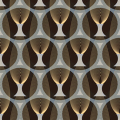 art deco style seamless pattern tile stylized candles in gold ans brown shades - 612787644