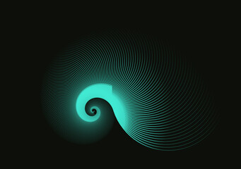 graphic swirling shell in dark turquoise shades