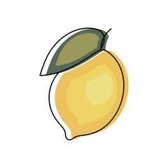 lemon one line isolated on white background