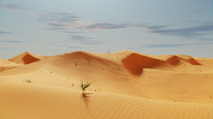 Fototapeta na wymiar Desert dunes yellow sand, sandy landscape. 3d render