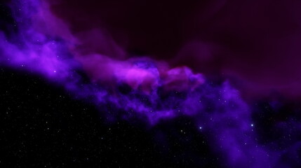 Cosmic nebula in space among stars and galaxies. Gas dust clouds nebula in outer space. Birth and expansion of universe. Formation of stars and planets from the nebula. 3d render