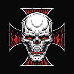 skull with cross logo illustration
