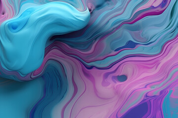 Fototapeta na wymiar Abstract background colored acrilic floating liquid in turquoise violet pastel colors