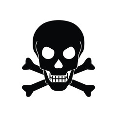 black skull and bones sign pirate and death simbol
