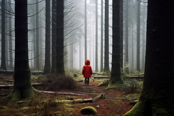 child lost in forest. generative ai