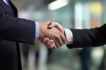 Businessmen in suits shaking hands | professional business meeting agreement, agreeing a deal in company | executives agreeing contract | handshake