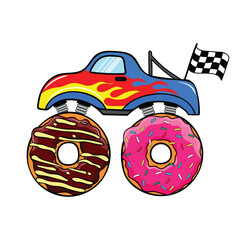 vector illustration cute donut monster truck © wordspotrayal