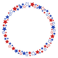 Fototapeta premium Patriotic circle frame svg, 4th of july round wreath, American flag border