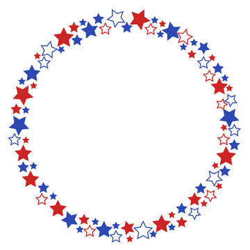 Patriotic circle frame svg, 4th of july round wreath, American flag border