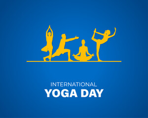 international yoga day. 21 June.  yoga body posture. vector illustration design. yoga day banner, poster, card.
