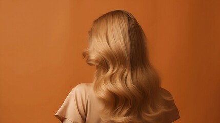 Fototapeta premium Backview Girl with curly red hair. Generative AI