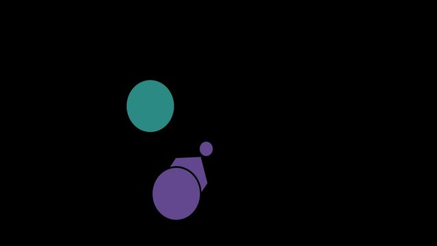 Animated colorful template for infographics from arrows and circles, arranged in circle, for 5 positions. Alpha channel 