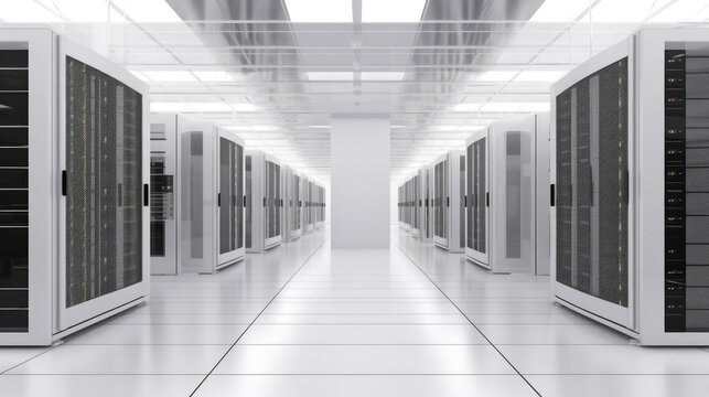 State-of-the-Art Data Center on a Pristine Background. Generative AI