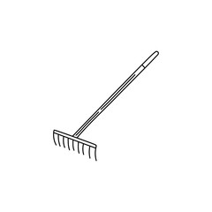 Rake Hand drawn vector illustration in doodle style, isolated on a white background.