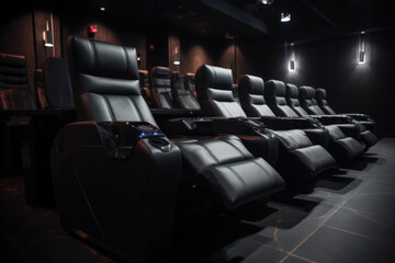 Blissful Cinema Seating: Experience Massage Chair Luxury. Generative AI