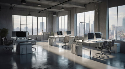 Contemporary Tech Office with Natural Lighting. Generative AI