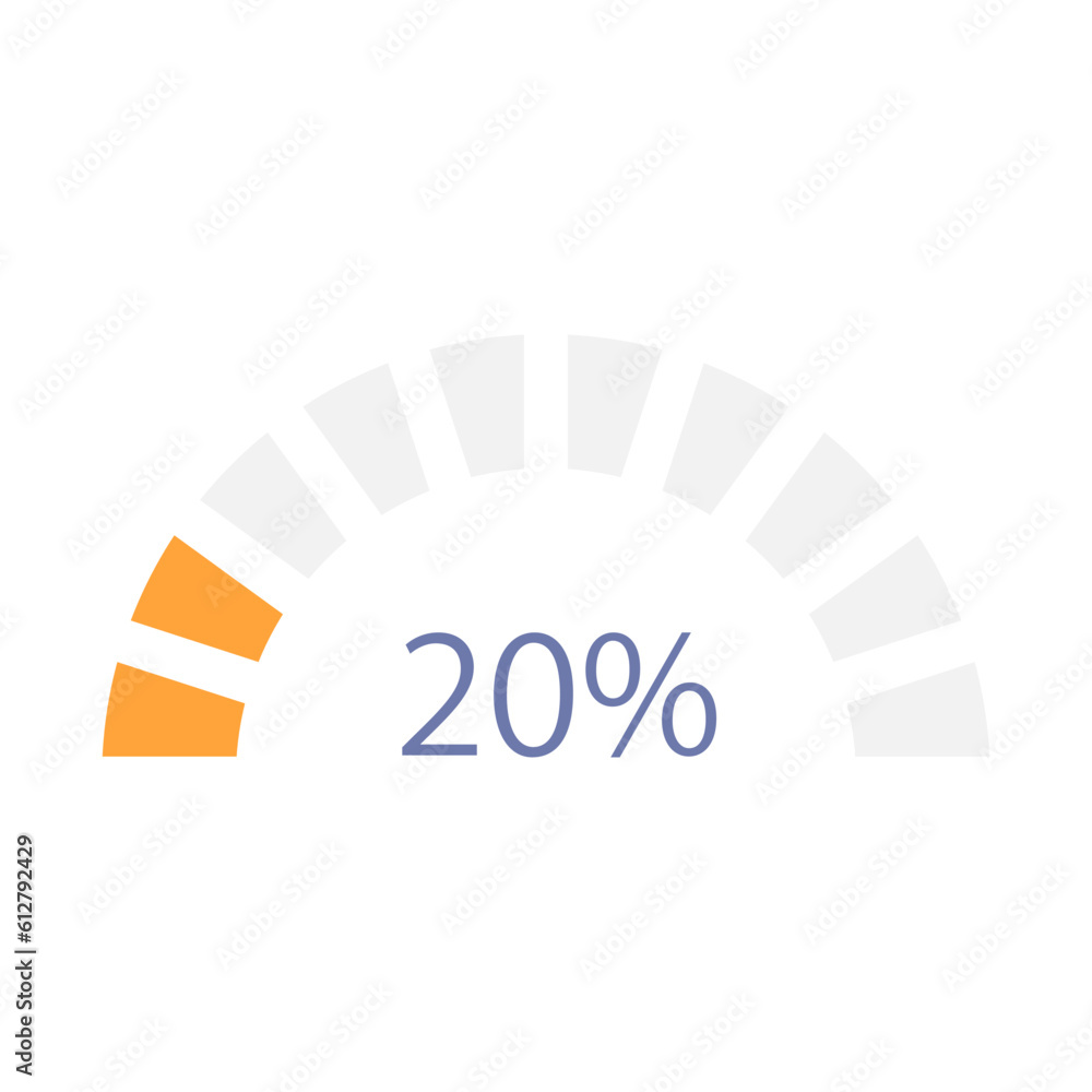 Poster semi circle infographic chart design template. progress cycle. twenty percentage. editable circular 