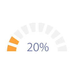 Semi circle infographic chart design template. Progress cycle. Twenty percentage. Editable circular infochart with indicator. Visual data presentation. Myriad Pro-Bold, Regular fonts used