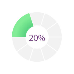 Loading start infographic chart design template. Twenty percentage. Circular diagram. Editable radial infochart with progress bar. Visual data presentation. Myriad Pro-Bold, Regular fonts used