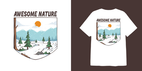 awesome nature vintage t shirt design