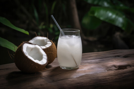 Tropical Hydration: Coconut Water Delight. Generative AI