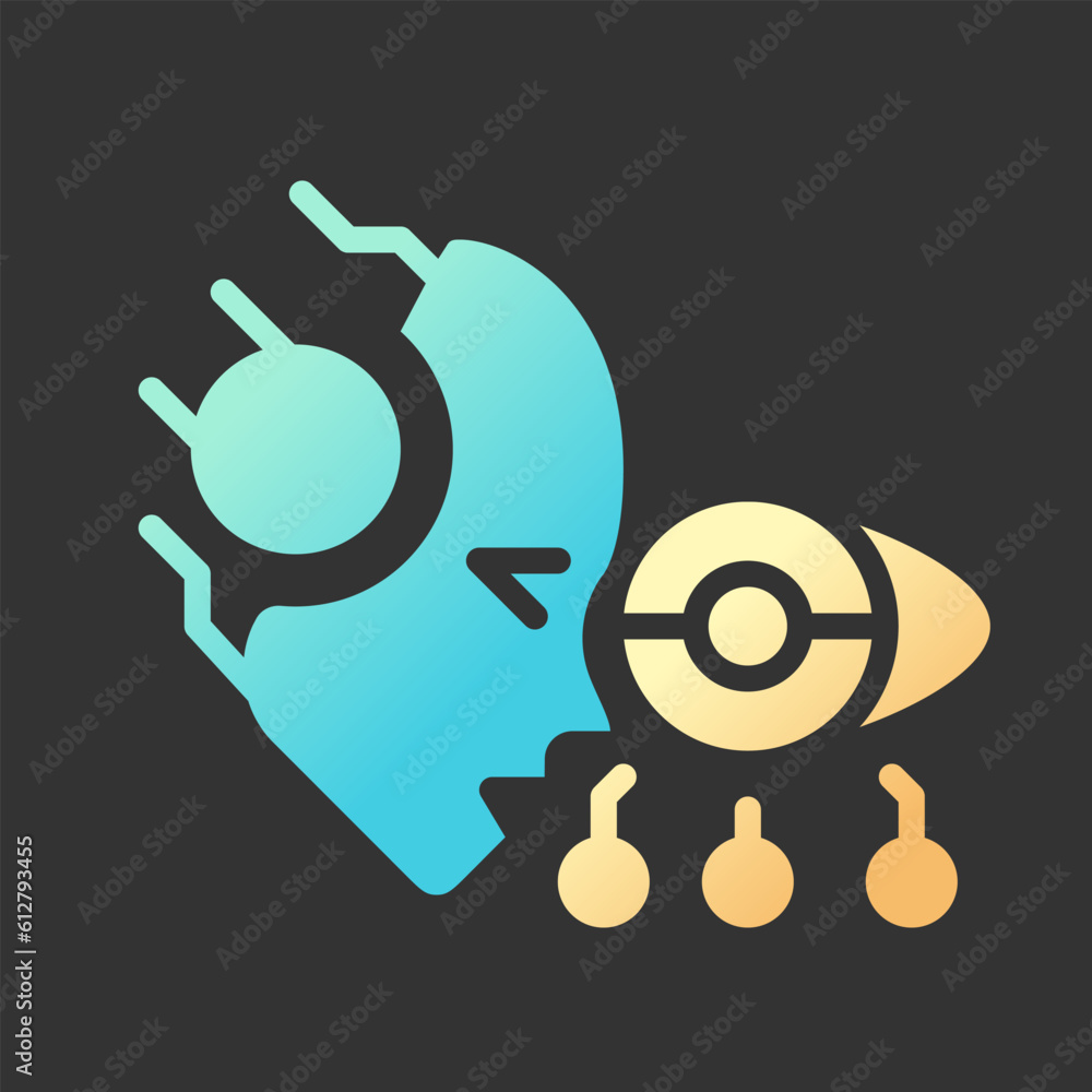 Poster ai see gradient glyph icon with lineart for dark theme. machine vision. artificial intelligence. ima
