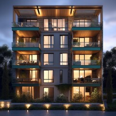 modern building with balconies, ai generative