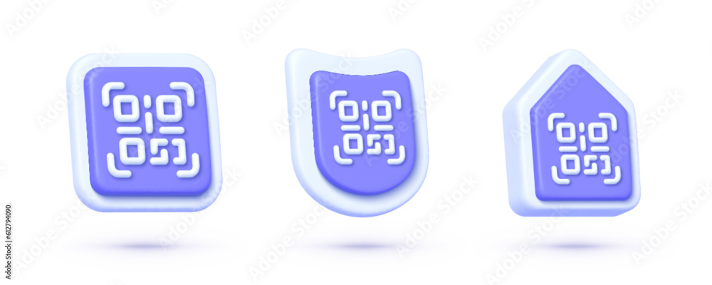 Aufkleber qr code 3d vector icons collection on white backdrop. modern qr code set, great design for any purpo