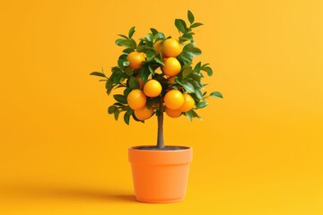 Fototapeta na wymiar orange tree in a vase on the table, ai generative