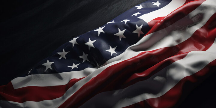  Concept with USA flag on dark background generated by ai