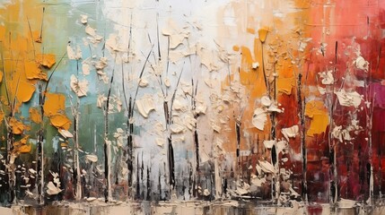 Abstract modern art with colorful, chaotic blend of acrylic and oil paint strokes. © Kristian