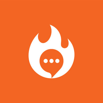 Fire Chat Logo Design Vector