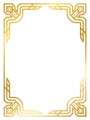 Art Deco gold frame vintage frame line geometric wedding label card frame png transparent background