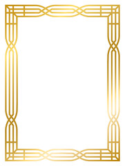 Art Deco gold frame vintage frame line geometric wedding label card frame png transparent background